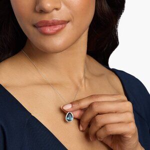 Blue Nile London Blue Topaz  Necklace Elegant Halo Pendant In Sterling Silver